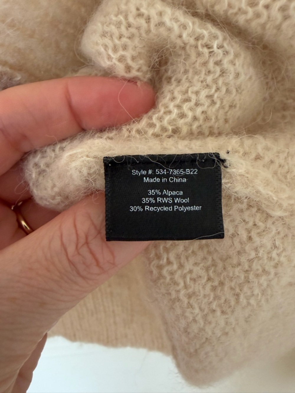 Jenni Kayne Boyfriend Cardigan Size Large Beige Alpaca Wool Knit V Neck Sweater - Picture 4 of 8